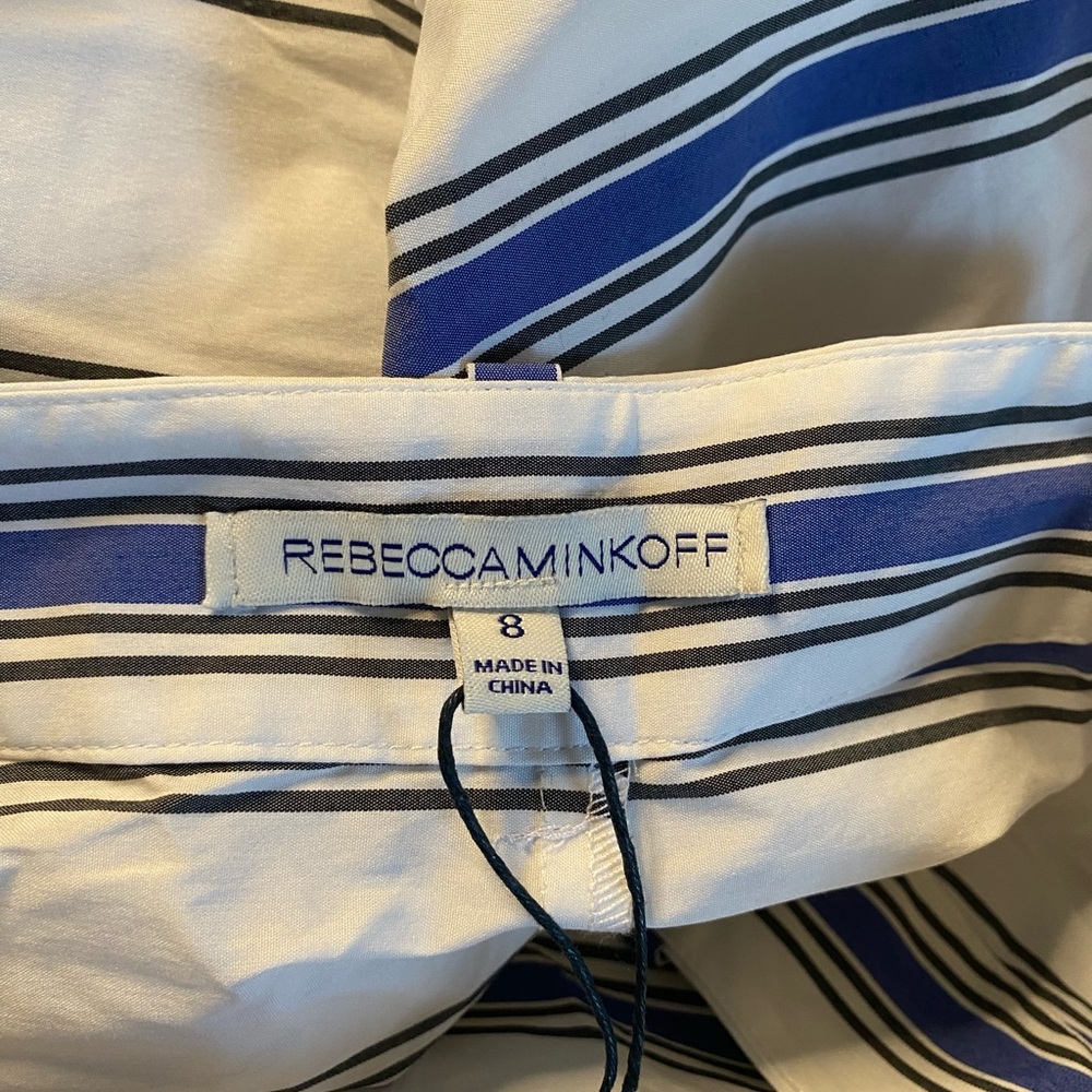 Rebecca Minkoff Misty Skirt in Santorini Blue Striped Asymmetrical Size 8 - NWT - Picture 9 of 11